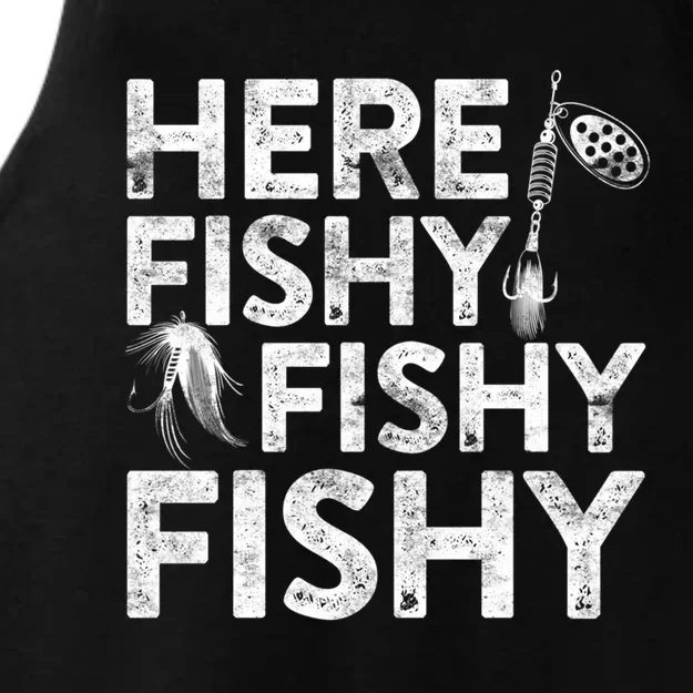 Here Fishy Fishy Fishy Funny Gift Fisher Gifgift Ladies Tri-Blend Wicking Tank