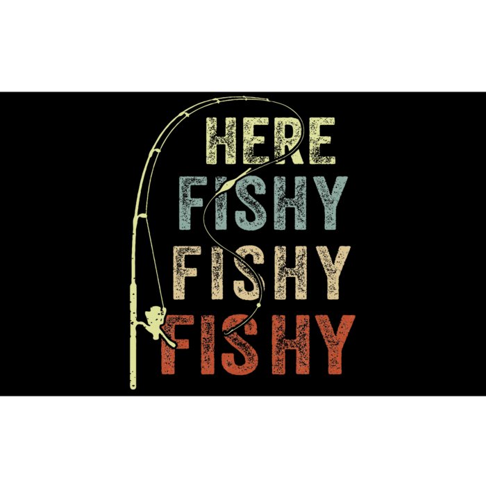 Here Fishy Fishing Bass Dad Women Kids Funny Bumper Sticker