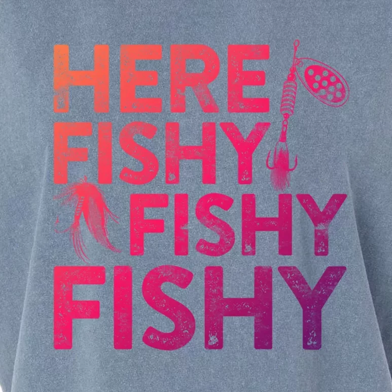 Here Fishy Fishy Fishy Gift Fisher Gifcool Gift Garment-Dyed Women's Muscle Tee