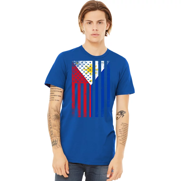 Half Filipino Flag Vintage American Inside Me Usa Gift Premium T-Shirt