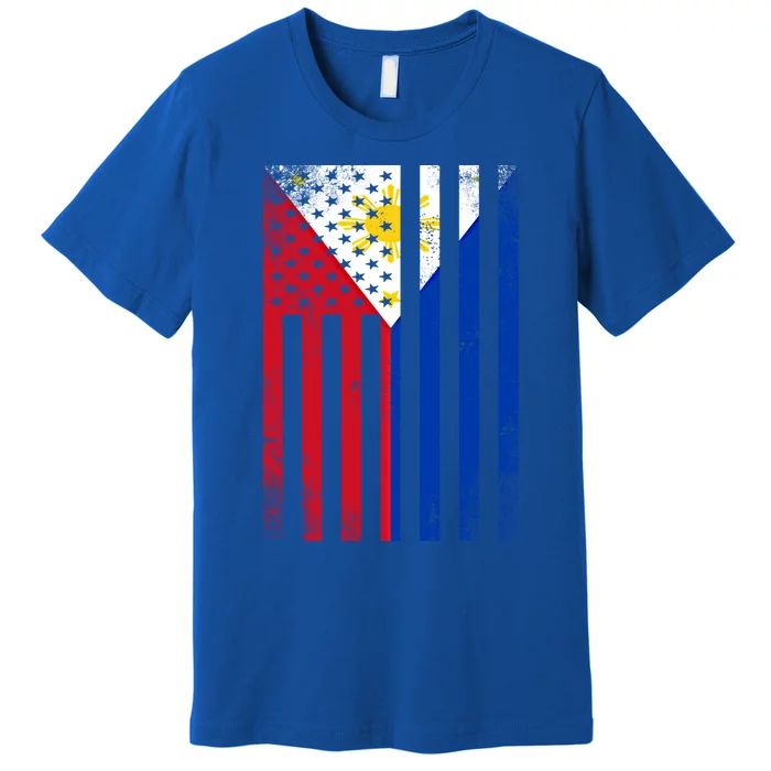 Half Filipino Flag Vintage American Inside Me Usa Gift Premium T-Shirt