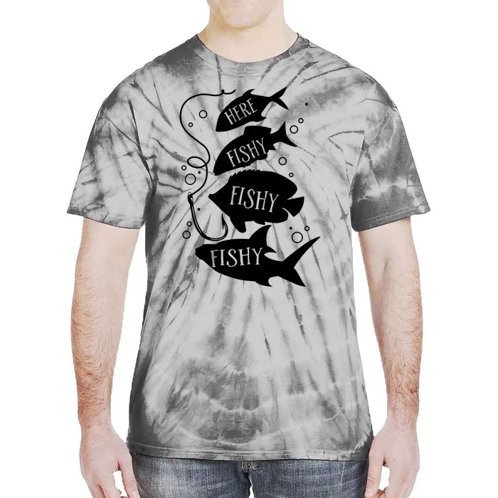 Here Fishy Fishy Fishing Lover Tie-Dye T-Shirt