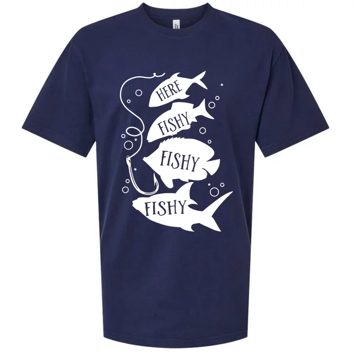 Here Fishy Fishy Fishing Lover Sueded Cloud Jersey T-Shirt