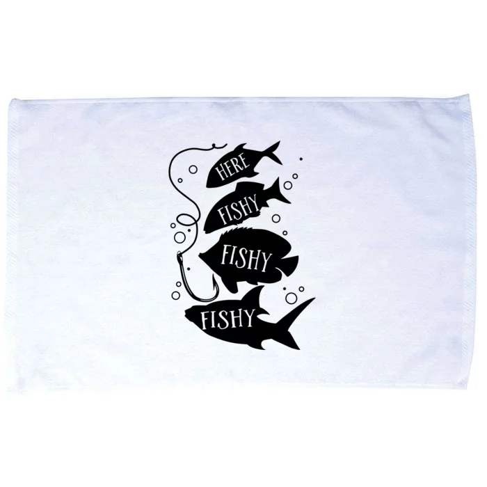 Here Fishy Fishy Fishing Lover Microfiber Hand Towel