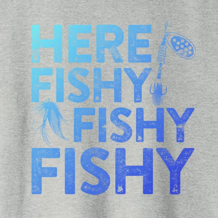 Here Fishy Fishy Fishy Gift Fisher Gifmeaningful Gift Women's Crop Top Tee