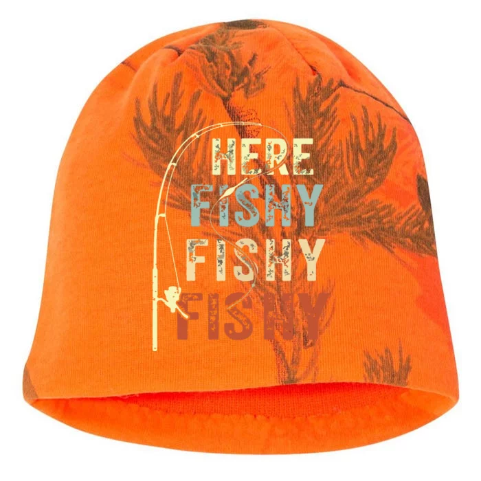 Here Fishy Fishy Fishy Funny Fishing Kati - Camo Knit Beanie