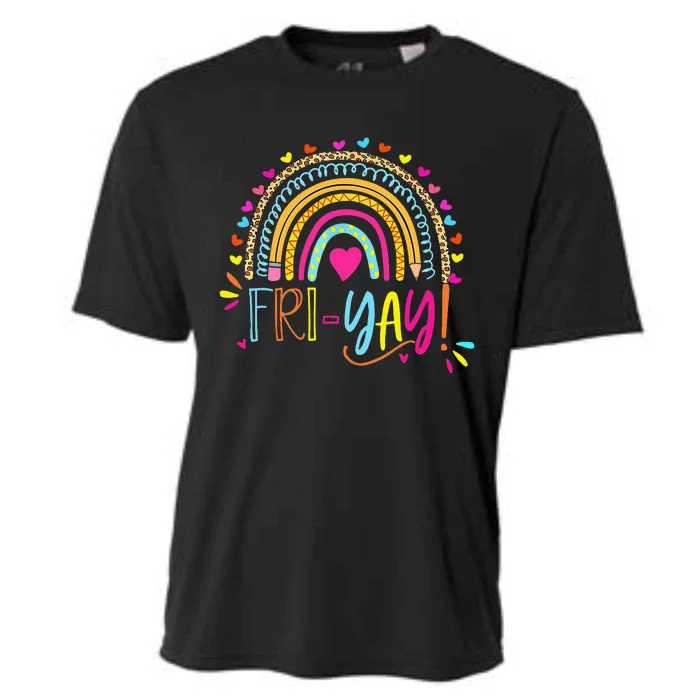 Happy Friyay Friday Lovers Fun Teacher Cooling Performance Crew T-Shirt