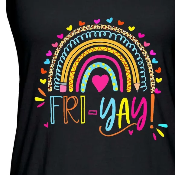 Happy Friyay Friday Lovers Fun Teacher Ladies Essential Flowy Tank