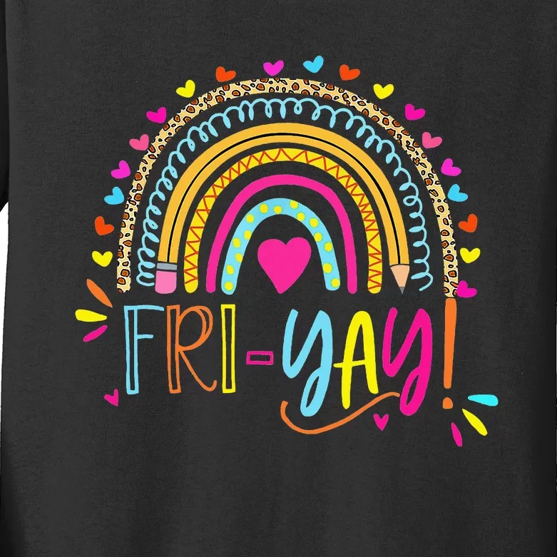 Happy Friyay Friday Lovers Fun Teacher Kids Long Sleeve Shirt