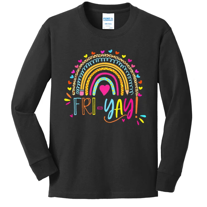 Happy Friyay Friday Lovers Fun Teacher Kids Long Sleeve Shirt