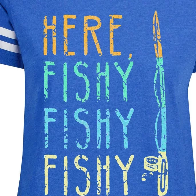 Here Fishy Fishy Fishing Lover Tee Fishermans Gift Enza Ladies Jersey Football T-Shirt