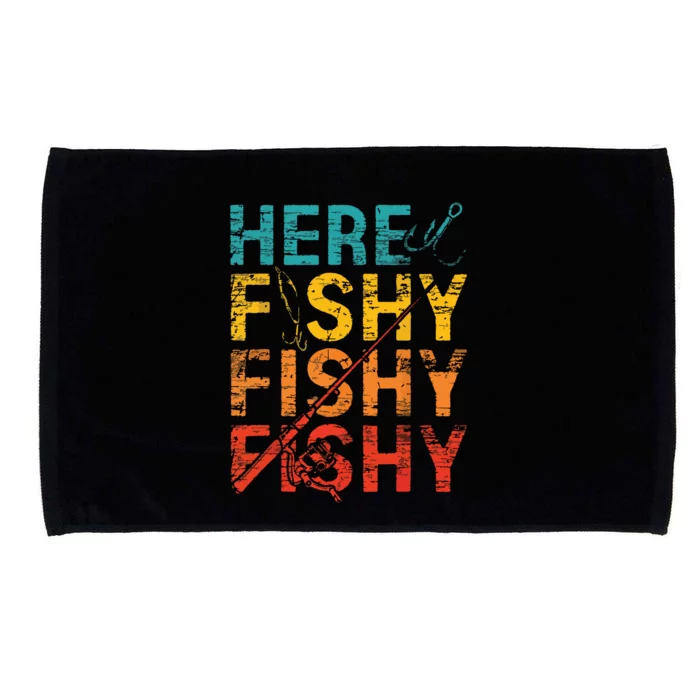 Here Fishy Fishy Fishy Fishing Gift Microfiber Hand Towel