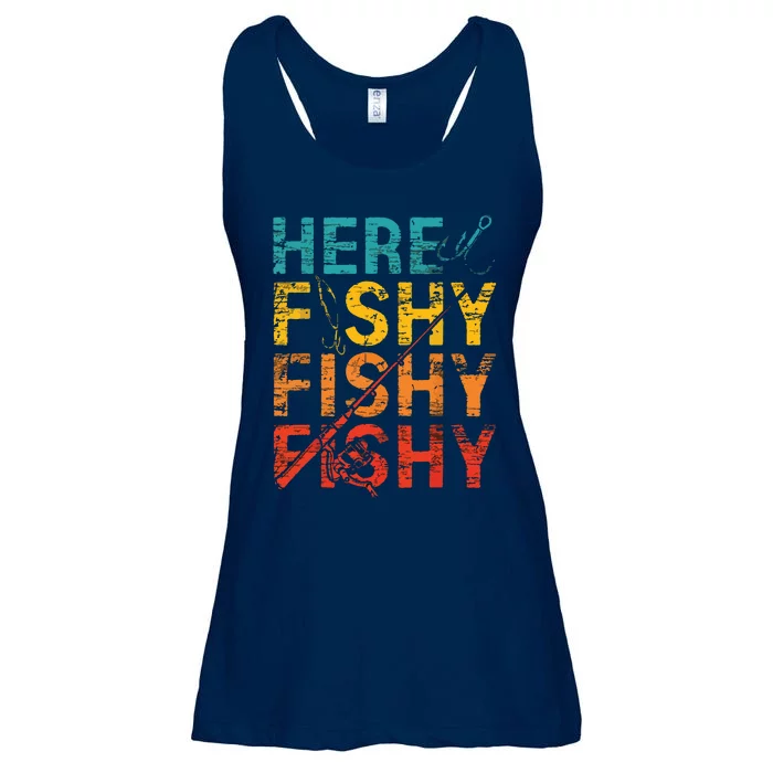 Here Fishy Fishy Fishy Fishing Gift Ladies Essential Flowy Tank