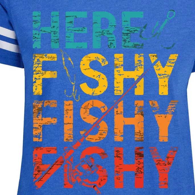 Here Fishy Fishy Fishy Fishing Gift Enza Ladies Jersey Football T-Shirt