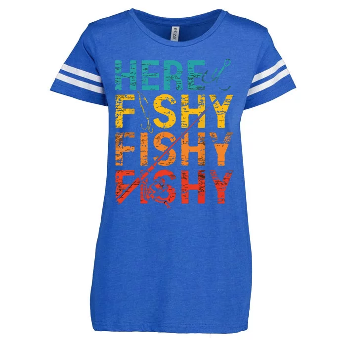 Here Fishy Fishy Fishy Fishing Gift Enza Ladies Jersey Football T-Shirt