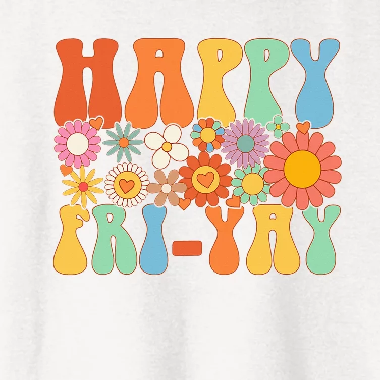 Happy Fri-Yay Friday Lovers Fun Teacher Groovy Women's Crop Top Tee