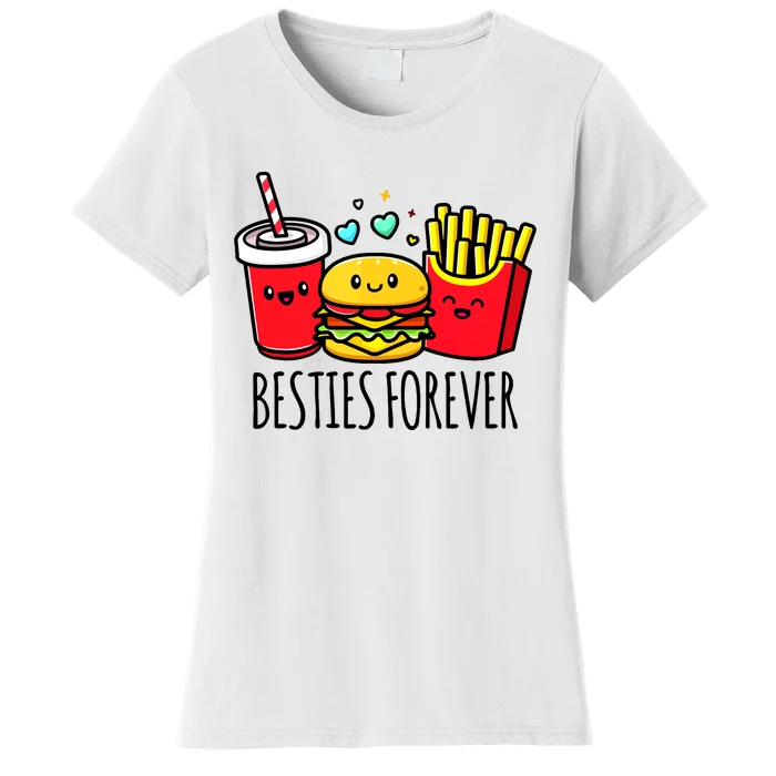 Hamburger French Fries Soda Funny Bff Matching Best Friends Women's T-Shirt