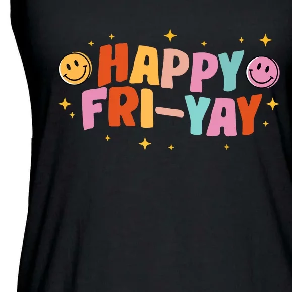 Happy Friyay Friday Lovers Fun Teacher Tgif Ladies Essential Flowy Tank