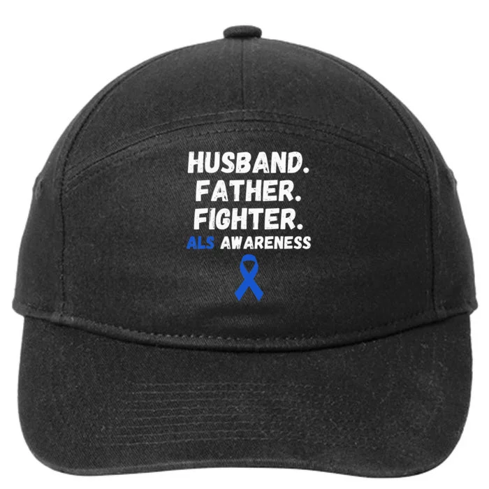 Husband Father Fighter ALS Awareness Ribbon Support Warrior 7-Panel Snapback Hat