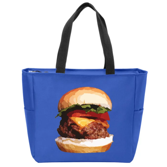 Hamburger Funny Gift Cheeseburger Funny Gift Cool Gift Zip Tote Bag