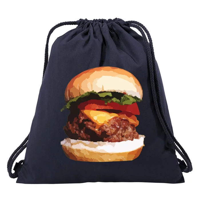 Hamburger Funny Gift Cheeseburger Funny Gift Cool Gift Drawstring Bag