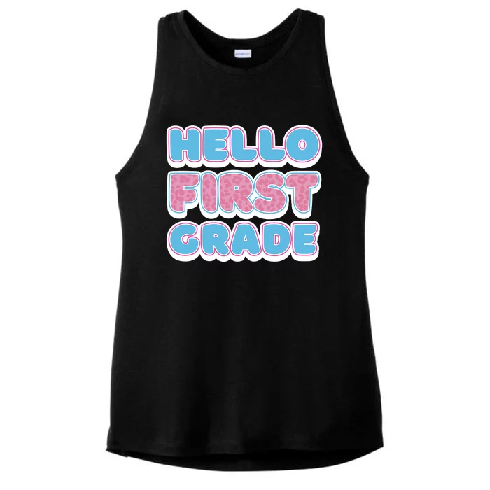 Hello First Grade Back To School Ladies Tri-Blend Wicking Tank