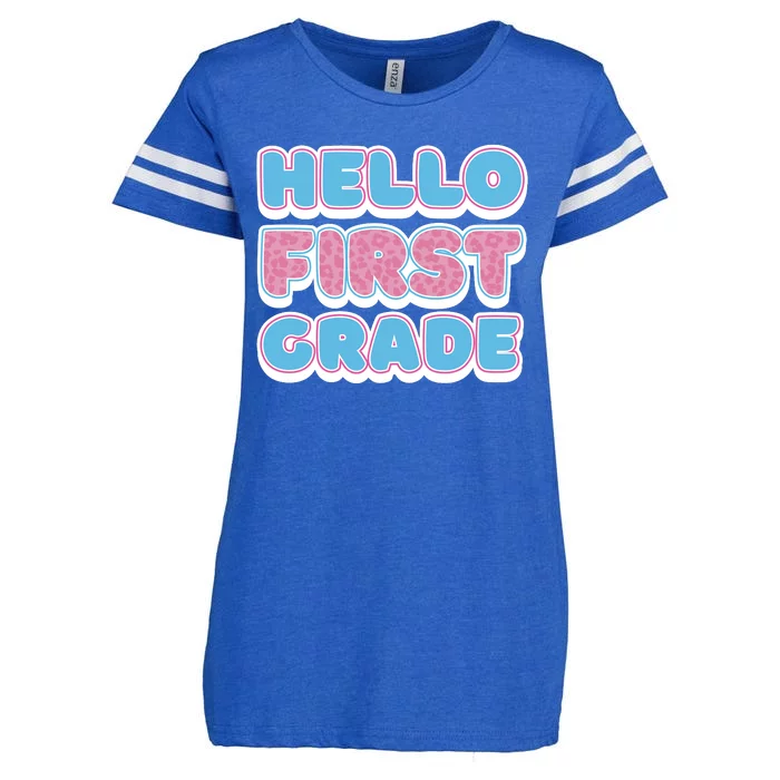 Hello First Grade Back To School Enza Ladies Jersey Football T-Shirt