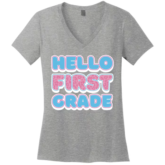 Hello First Grade Back To School Women's V-Neck T-Shirt