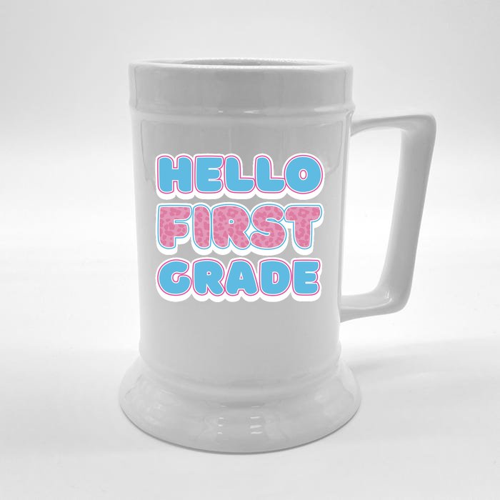 Hello First Grade Back To School Front & Back Beer Stein