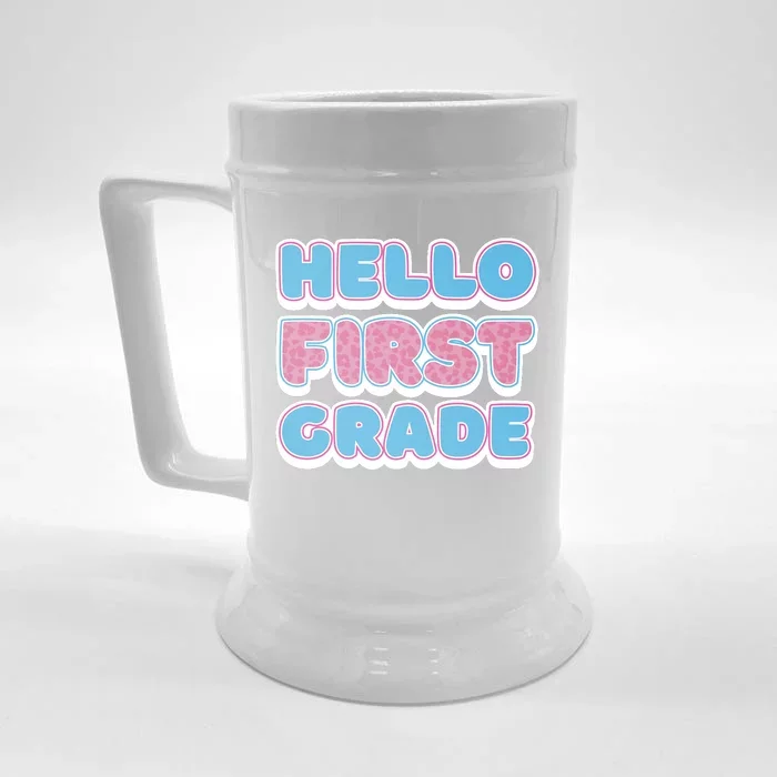 Hello First Grade Back To School Front & Back Beer Stein