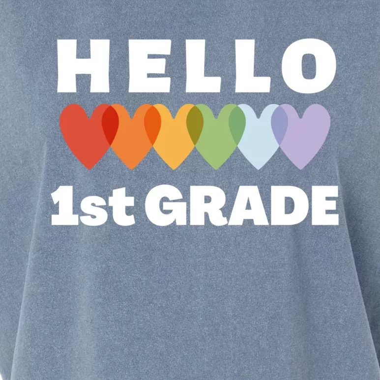 Hello First Grade Cute Gift Garment-Dyed Women's Muscle Tee