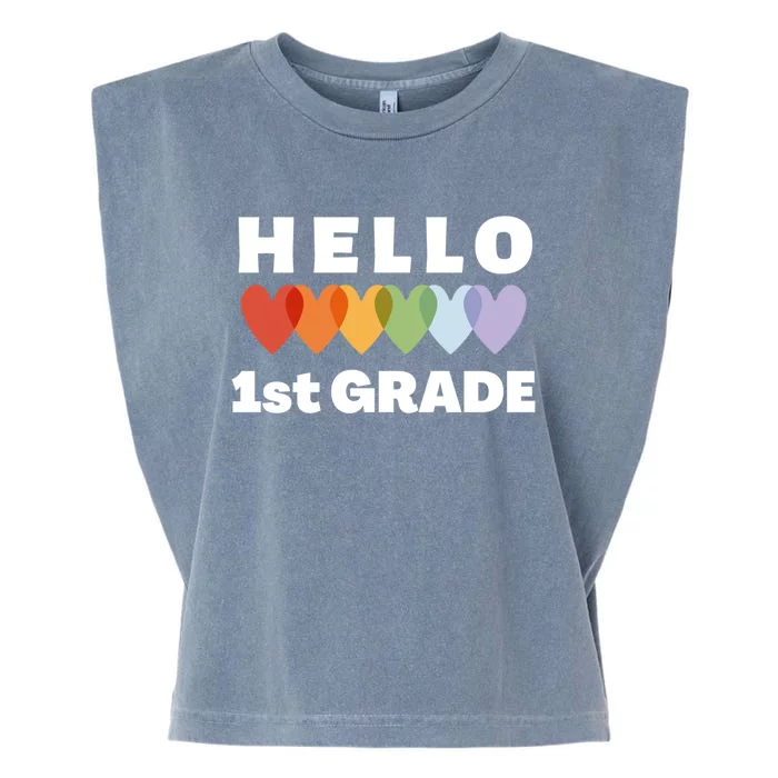 Hello First Grade Cute Gift Garment-Dyed Women's Muscle Tee