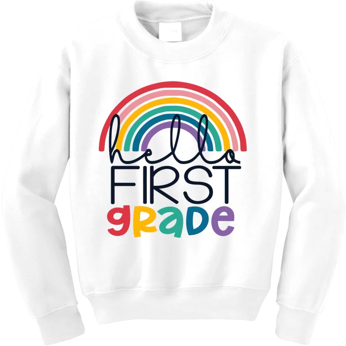 Hello First Grade First Day Of School Back To School 1st Grade Student Kids Sweatshirt