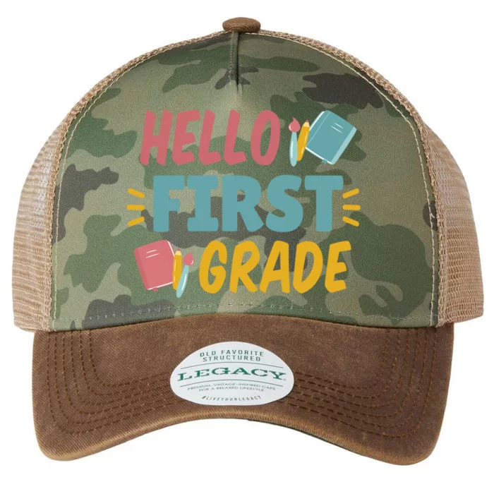 Hello First Grade Cute Gift Legacy Tie Dye Trucker Hat