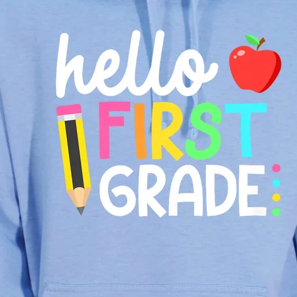 Hello First Grade Team 1st Grade Back To School Teacher Unisex Surf Hoodie