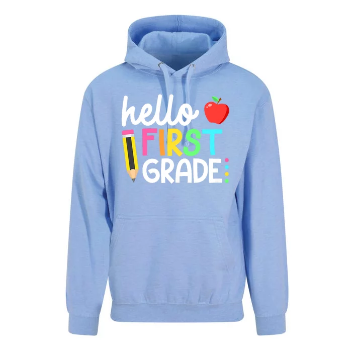 Hello First Grade Team 1st Grade Back To School Teacher Unisex Surf Hoodie