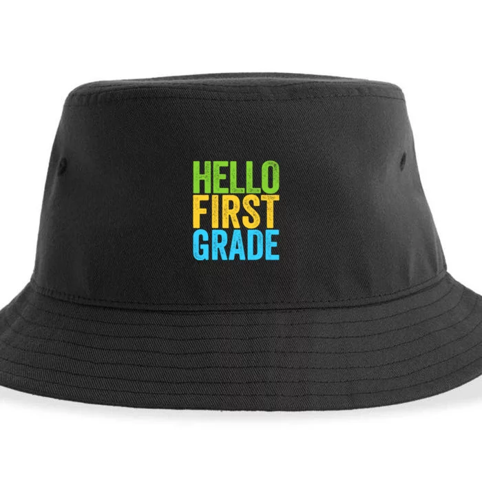 Hello First Grade Funny 1st Grade Back To School Sustainable Bucket Hat