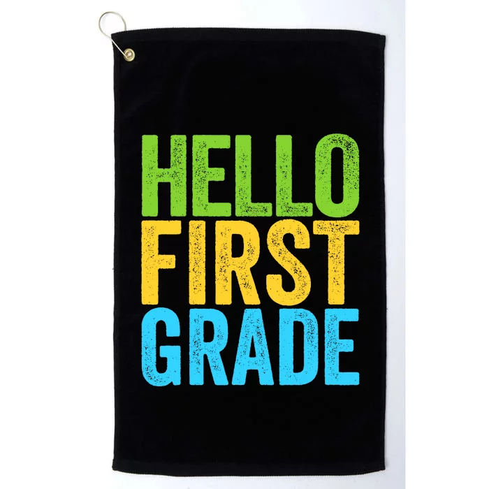 Hello First Grade Funny 1st Grade Back To School Platinum Collection Golf Towel