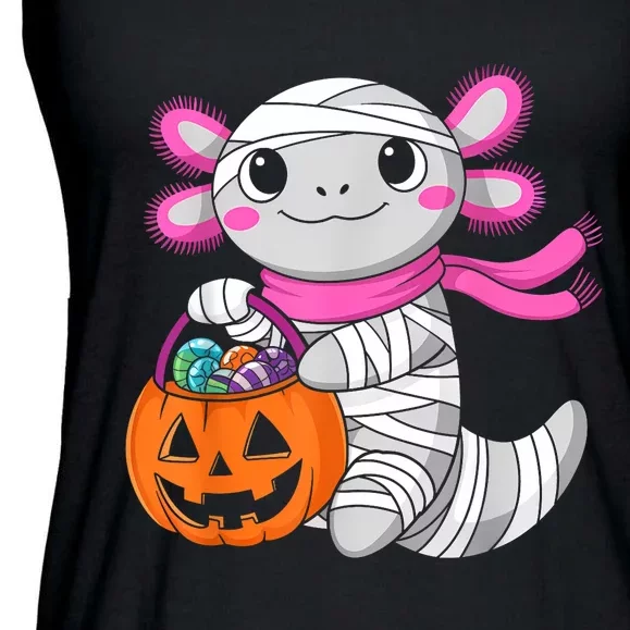 Halloween For Gir Pumpkin Axolotl Mummy Ladies Essential Flowy Tank