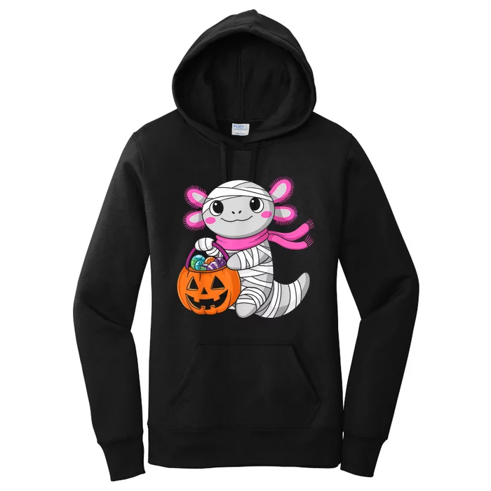 Halloween For Gir Pumpkin Axolotl Mummy Women's Pullover Hoodie