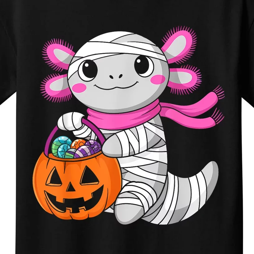 Halloween For Gir Pumpkin Axolotl Mummy Kids T-Shirt