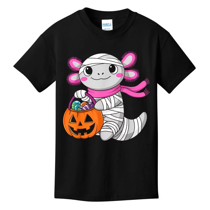 Halloween For Gir Pumpkin Axolotl Mummy Kids T-Shirt