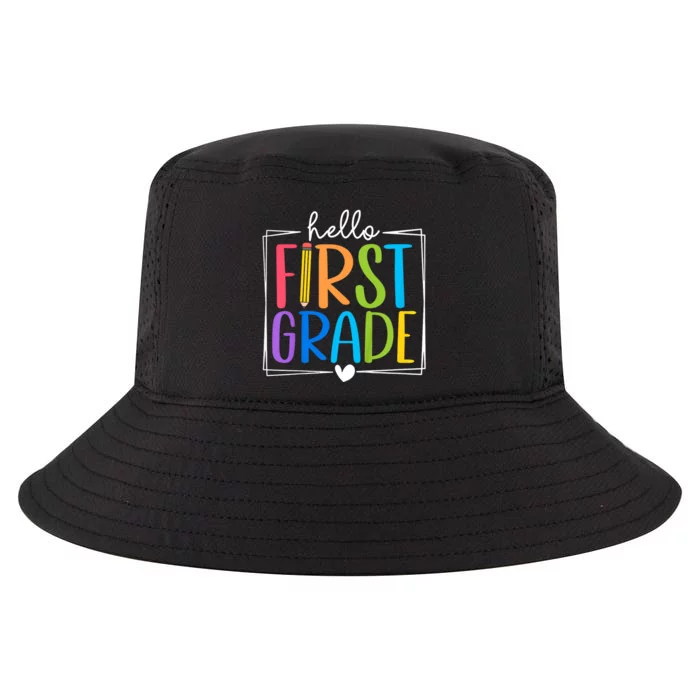 Hello First Grade Team 1st Grade Back To School Teacher Cool Comfort Performance Bucket Hat