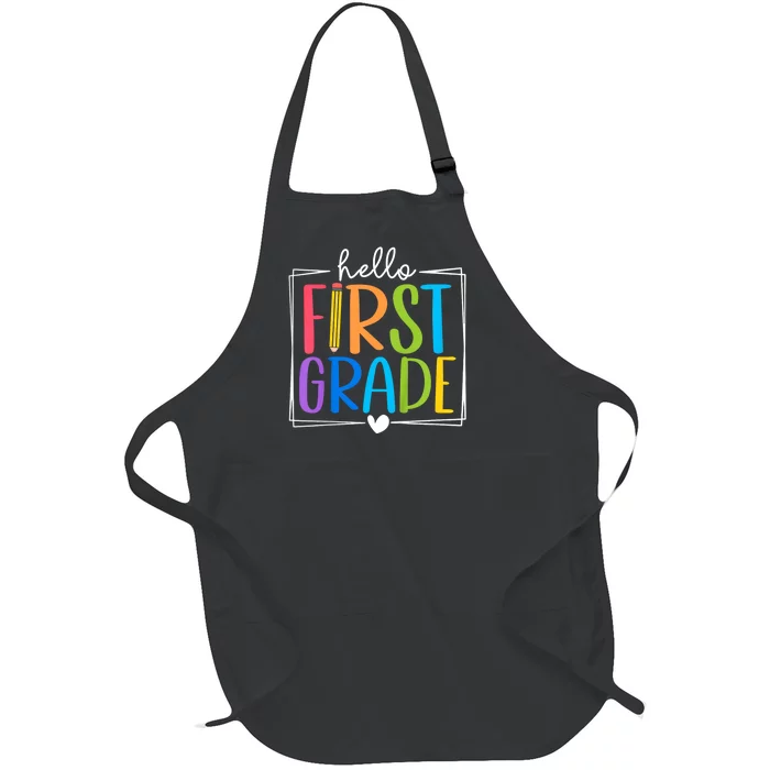 Hello First Grade Team 1st Grade Back To School Teacher Full-Length Apron With Pocket