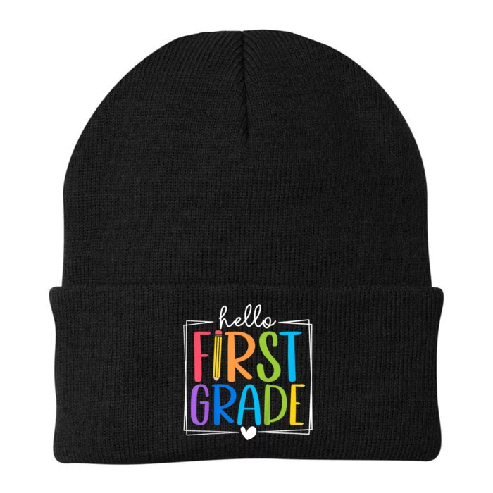 Hello First Grade Team 1st Grade Back To School Teacher Knit Cap Winter Beanie