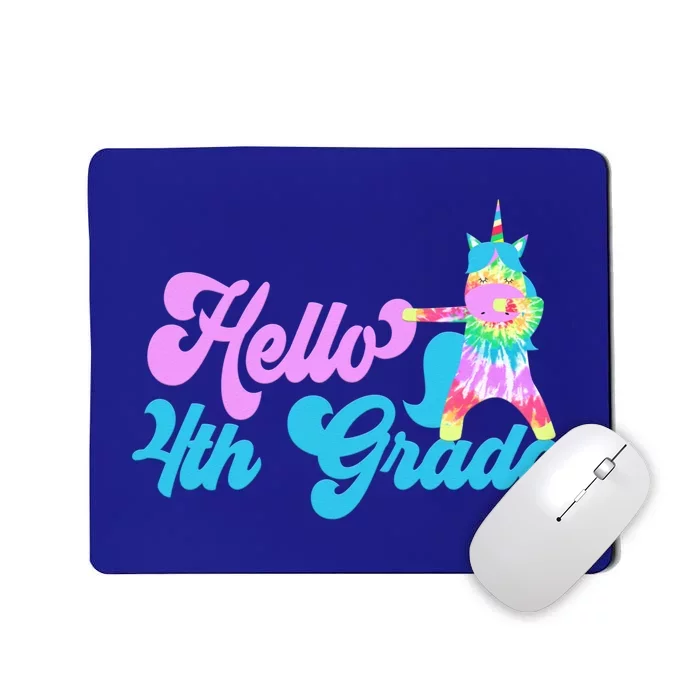 Hello Fourth Grade Outfit Tie Dye Dabbing Unicorn 4Th Gift Mousepad