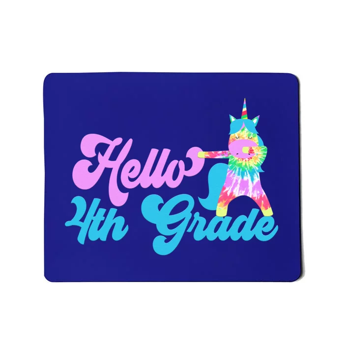 Hello Fourth Grade Outfit Tie Dye Dabbing Unicorn 4Th Gift Mousepad