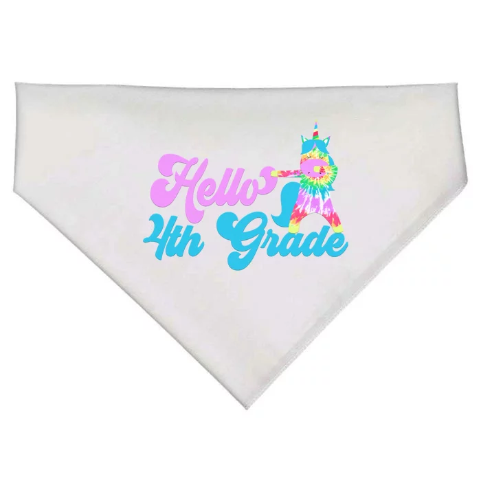 Hello Fourth Grade Outfit Tie Dye Dabbing Unicorn 4Th Gift USA-Made Doggie Bandana