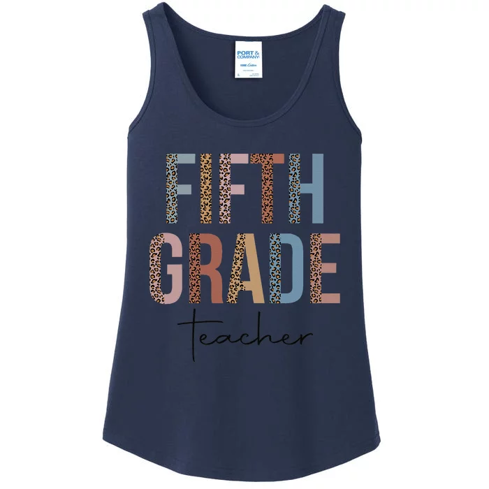 Hello Fifth Grade Leopard First Day Of School Teacher Tees Ladies Essential Tank