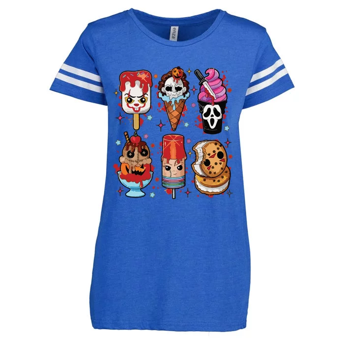 Horror Fan Gift Horror Ice Cream Dripping Ice Cream Enza Ladies Jersey Football T-Shirt